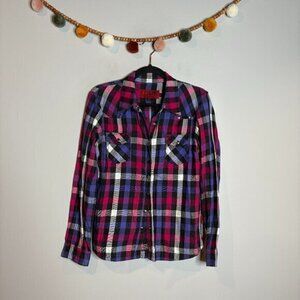 Tripp NYC plaid studded button down flannel shirt